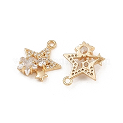 Brass Micro Pave Cubic Zirconia Pendants&nbsp;KK-K407-07G