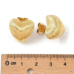 真鍮のハートスタッドピアス  ラックめっき  長持ちメッキ  カドミウムフリー＆鉛フリー  18KGP本金メッキ  17x17.5mm&nbsp;EJEW-F389-22G