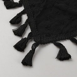 三角編みのバンダナ  くり抜いた帽子 ヘッドバンド  女性用タッセルトリムハンカチターバン  ブラック  1060mm&nbsp;OHAR-WH20005-09A