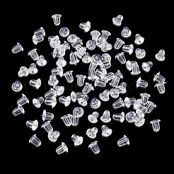 50gの環境に優しいプラスチック製ピアスキャッチ  ピアスバックキャッチ  透明  4x4mm  穴：0.5mm&nbsp;KY-TAD0001-01