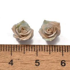ルミナスオペーク樹脂カボション  花  三音  暗闇で光る  黄金のグリッターパウダーで  淡い茶色  7x8x5mm&nbsp;CRES-R458-14A-04