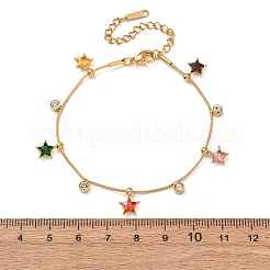 304 Stainless Steel Pave Cubic Zirconia Charm Bracelets for Women&nbsp;BJEW-T027-03G