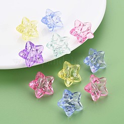 透明なアクリルビーズ  多面カット  スター  ミックスカラー  23x24x16mm  穴：3mm&nbsp;X-MACR-S373-76-B