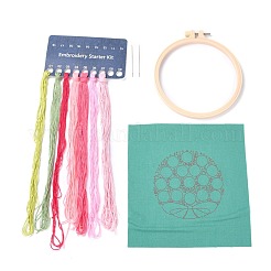 刺繡キット  DIYクロスステッチキット  刺繡フープ付き  バラ柄の針と布  色付きの糸  命令  ローズ模様  21.4x21x0.03cm  1色/ライン  7色&nbsp;DIY-M026-02B