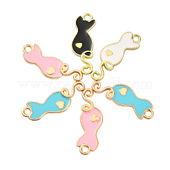 40本4色合金エナメルペンダント  猫  ライトゴールド  ミックスカラー  24.5x8.5x2mm  穴：1.8mm&nbsp;ENAM-CJ0002-29