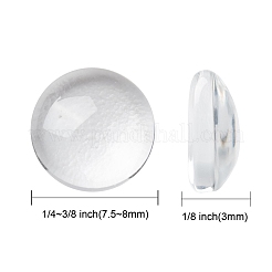 クリアガラスカボション  半円/ドーム  透明  7.5~8x3mm&nbsp;X-GGLA-R026-8mm