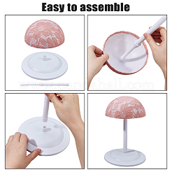 2個 2色プラスチック レース布ウィッグディスプレイスタンド付き  帽子掛け  半円  ミックスカラー  17x26cm  1pc /カラー&nbsp;ODIS-FH0001-25