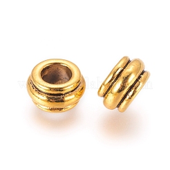 チベット風スペーサービーズ  カドミウムフリー＆ニッケルフリー＆鉛フリー  ロンデル  アンティーク黄金  12x7mm  穴：6.5mm&nbsp;GLF10319Y-NF