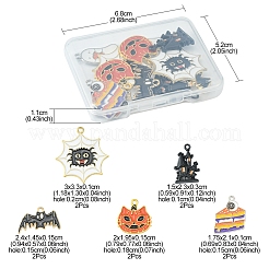 12個6スタイルハロウィンテーマアロイエナメルペンダント  コウモリとクモとカボチャとケーキ  ミックスカラー  14.5~33x15~30x1~3mm  穴：1~2mm  2個/スタイル&nbsp;ENAM-FS0001-46