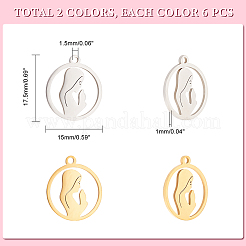 12Pcs 2 Colors 201 Stainless Steel Pendants&nbsp;STAS-UN0041-54