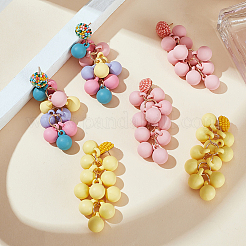 3 Pairs 3 Colors Candy Color Acrylic Cluster Dangle Stud Earrings&nbsp;EJEW-FI0001-18