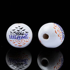 Halloween Printed Natural Wood Beads&nbsp;WOOD-S057-091