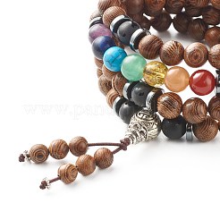 Natural Wood Stackable Beads Bracelets for Men Woman&nbsp;BJEW-JB07022-01