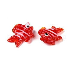手作りランプワークビーズ連売り  魚  レッド  18~23x23~27x8.5~10mm  穴：1.5mm  約21~25個/連  16.54~19.69インチ（42~50cm）&nbsp;LAMP-N024-35D