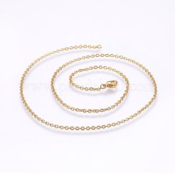 304ステンレススチールアズキチェーンネックレス  カニカン付き  ゴールドカラー  19.69インチ（50cm）  2.4x0.6mm&nbsp;MAK-L015-34C