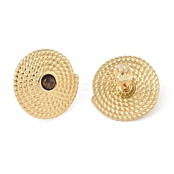 Natural Tiger Eye & 304 Stainless Steel Rope Disc Stud Earrings for Women&nbsp;EJEW-G390-04G-01