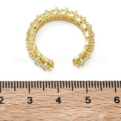 女性用真鍮マイクロパヴェキュービックジルコニアカフオープンリング  カドミウムフリー＆鉛フリー  ラックめっき  長持ちメッキ  ゴールドカラー  5mm  内径：18mm&nbsp;RJEW-C163-07G