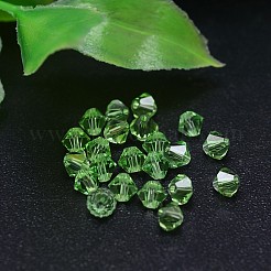 K9ガラス  カット加工模造オーストリアクリスタルビーズ連売り  グレードAAA  双円錐形  薄緑  6x6mm  穴：0.7~0.9mm  約360個/袋&nbsp;G-M180-6mm-16B