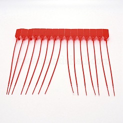 Ppプラスチックタンパーシール  使い捨てセルフロックネクタイ  衣料品用  レッド  250x19.5x15.5mm  穴：3mmと5mm&nbsp;LS-AJEW-WH0230-26A