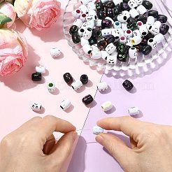 150個3色不透明アクリルヨーロピアンビーズ  大穴ビーズ  笑顔の樽  ミックスカラー  11.5x10mm  穴：5.5mm  50個/カラー&nbsp;OACR-CJ0002-83