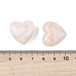 不透明なアクリルビーズ  ハート  T-掘削  ツートン  ミスティローズ  22x22~22.5x10mm  穴：2~2.4mm  約166個/500g&nbsp;OACR-Z036-01A-05