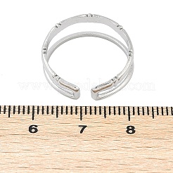 女性用304ステンレススチールオープンカフリング  竹の共同  ステンレス鋼色  8mm  調整可能&nbsp;RJEW-A056-01P
