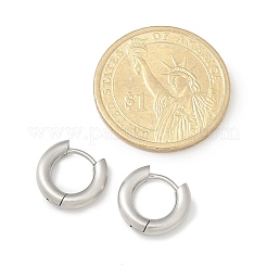 女性用フロスト304ステンレススチール製ハギーフープピアス  316ステンレススチールピン付き  リング  ステンレス鋼色  14x3mm&nbsp;EJEW-C096-32E-P