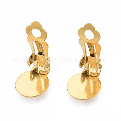 304ステンレススチール製クリップオンイヤリング金具  イヤリングパッドのクリップ  フラットラウンド  ゴールドカラー  18x10x7mm  穴：3mm&nbsp;STAS-N092-168G