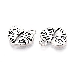 合金のチベット風チャーム  ハート  カドミウムフリー＆鉛フリー  アンティークシルバー  15x15x2mm  穴：1.8mm&nbsp;TIBE-T016-02AS