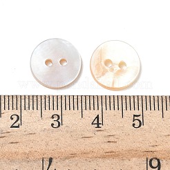 2穴シェルフラットラウンドボタン  貝殻色  13x2mm  穴：2mm&nbsp;X-BUTT-P012-09