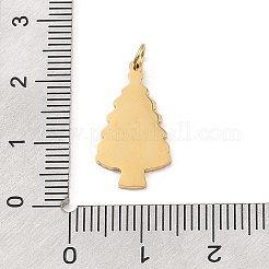 クリスマステーマ 304 ステンレススチールペンダント  エナメルと丸カン付き  14KGP本金メッキ  クリスマスツリー  20x10.5x1mm  穴：3mm&nbsp;STAS-F305-06