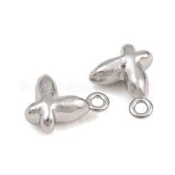 304ステンレススチールチャーム  蝶のチャーム  ステンレス鋼色  7x8x3.5mm  穴：1.2mm&nbsp;SA-CBAC865-11P