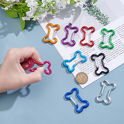 アルミロッククライミングカラビナ 9個 9色  キーホルダークラスプ  骨  プラチナ  ミックスカラー  49x32x4mm&nbsp;FIND-UN0010-08