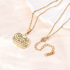Halloween 304 Stainless Steel Hollow Floral Pumpkin Pendant Cable Chain Necklaces for Men Women&nbsp;NJEW-K308-09G