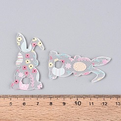 プリント透明アクリルパーツ  兎  カラフル  46.5x23.5x1.5mm  穴：1.2mm&nbsp;FIND-K017-14A