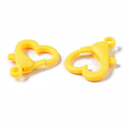 不透明なアクリルカニカン  ハート  きいろ  26.5x22x6.5mm  穴：3mm&nbsp;SACR-T358-02L
