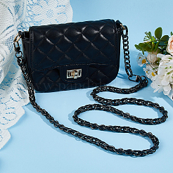 1Pc Black PU Leather Alloy Purse Chains&nbsp;FIND-HS0001-91B