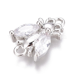 真鍮マイクロパヴェクリアキュービックジルコニアチャーム  長持ちメッキ  プラチナメッキ  11.5x7.5x3mm  穴：1mm&nbsp;ZIRC-O035-24P