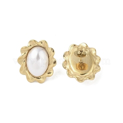 316 Surgical Stainless Steel & CCB Imitation Pearl Stud Earrings for Women&nbsp;STAS-B063-03G-01