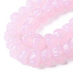 手作りランプワークビーズ連売り  カボチャ  ピンク  11~12x7~8mm  穴：1.6mm  約60個/連  17.13インチ〜18.70インチ（43.5~47.5cm）&nbsp;LAMP-T017-06D