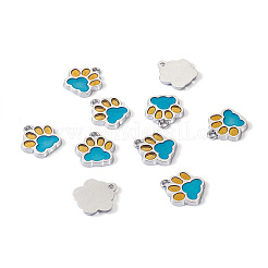 合金エナメルチャーム  ツートン  犬の足跡  プラチナ  空色  17.7x16.6x2mm  穴：2mm&nbsp;ENAM-TAC0001-06D