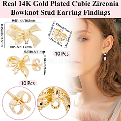 5 Pairs Brass Stud Earring Findings&nbsp;KK-BBC0020-34