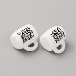 Cup with Word Pattern Silicone Beads&nbsp;SIL-WH0006-18G