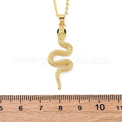 Brass Micro Pave Green Cubic Zirconia Snake Pendant Necklaces&nbsp;LS-NJEW-S438-02E-G