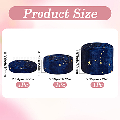 6m 3スタイルベルベットリボン  星の模様  ヘアアクセサリー用  スター  3/8~2インチ（10~50mm）  2m /スタイル&nbsp;OCOR-CY0004-86