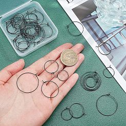 40個 4スタイル 316l サージカルステンレススチール フープピアス金具  ワイングラスチャームのパーツ  電気泳動黒  16~30x0.7~0.8mm  20~21ゲージ  10個/スタイル&nbsp;STAS-UN0027-93