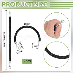 2Pcs Round Jet Rhinestone Synthetic Rubber Cord Bag Handles&nbsp;DIY-PH0035-49P