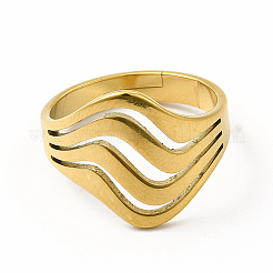 Ion Plating(IP) 304 Stainless Steel Wave Adjustable Ring for Women&nbsp;RJEW-B027-05G