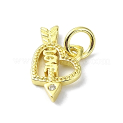 Heart Theme Brass Micro Pave Cubic Zirconia Charms&nbsp;KK-H475-56G-07