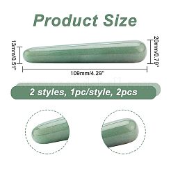 2Pcs 2 Styles  Natural Rose Quartz & Green Aventurine Massage Sticks&nbsp;AJEW-NB0005-33